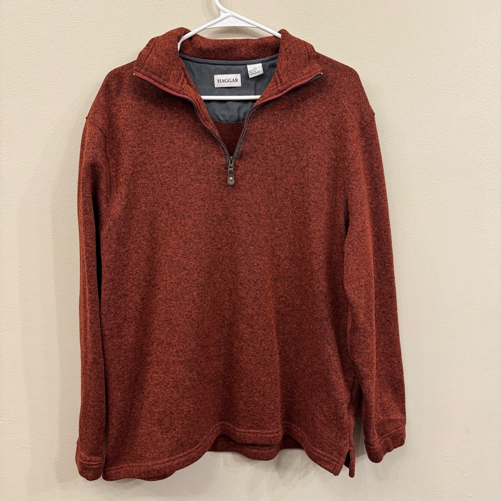 Haggar Men's Quarter Zip Up Sweater in Rich Red | Men’s Size XL
